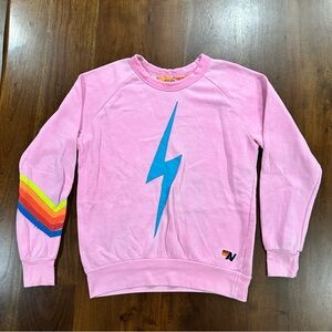 Aviator Nation Bolt Chevron Sweatshirt Pink Size Small